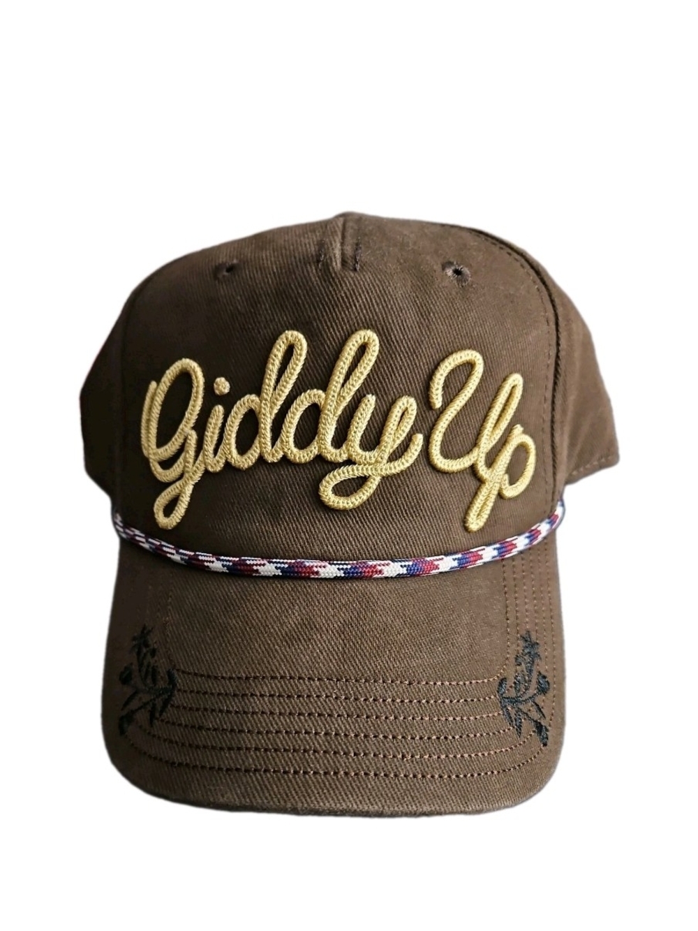 Mighty fine Giddy Up Brown Rope Detail Baseball Cap